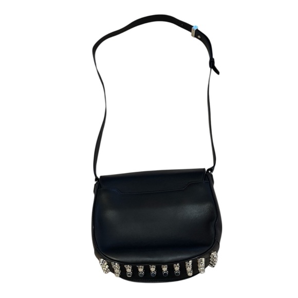 Alexander Wang SS16 Sample Lia Studded Crossbody Saddle Bag Silver Black Leather - Picture 2 of 16